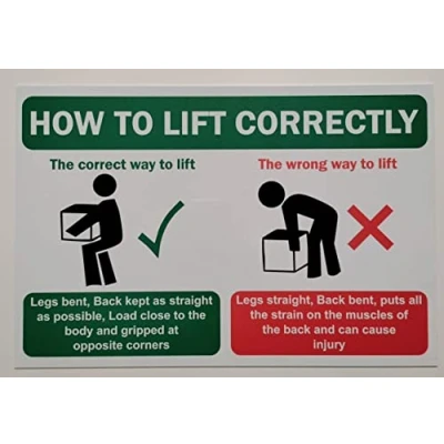 Image of How to Lift Correctly Information Poster Safety Sign 1mm Plastic (200mm x 150mm)