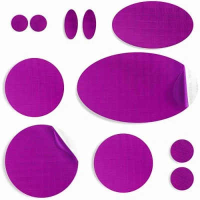 Image of aZengear Repair Patches for Down Jackets, Puffer Coats, Waterproof, Self Adhesive, Pre Cut, Tear Cold Heat Resistant Nylon Polyester Fabric, Fix Air Mattress, Inflatables (11 Pcs, Dark Purple)