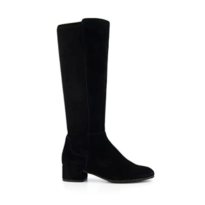 Image of Dune Ladies TAYLA Wide Fit Stretch Knee High Boots Size UK 5 Block Heel Suede