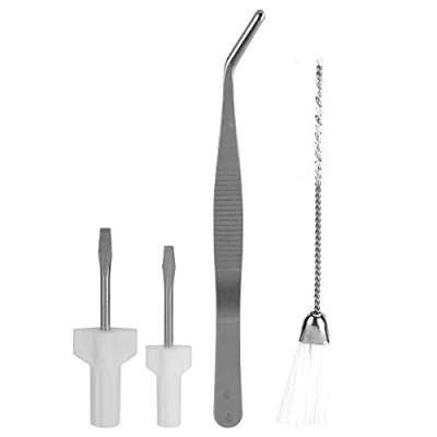 Image of Sewing Machine Service Kit Cleaning Brushes Angled Tweezers and Screwdriver Maintenance Tools