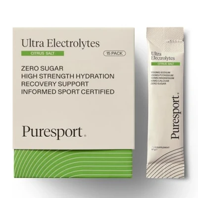 Image of Puresport Ultra Electrolytes (Citrus Salt/15 Sachets) Science Backed Powder Designed to Support Optimal Hydration Zero Sugar or Artificial Sweeteners Informed Sport Certified