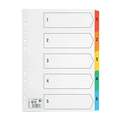 Image of 5 Star Office Index 150gsm Card with Coloured Mylar Tabs 1 A4 White