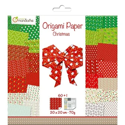 Image of Avenue Mandarine Ref OR506C Origami Sheet Pack Festive 70gsm Clairefontaine Paper, 20 x 20cm Sheets, 60 Printed of Eye Stickers, Suitable for Ages 7+