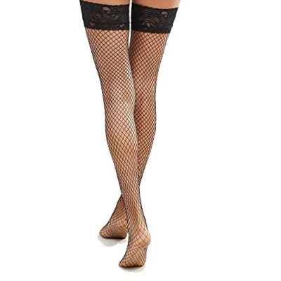 Image of Scarlet Black Ladies Fishnet Lace Hold Ups, Size 36&quot; 42&quot;