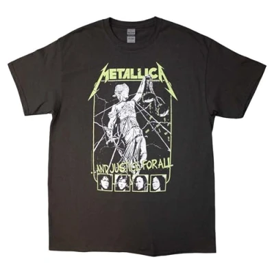Image of Rock Off officially licensed products Metallica Justice for All Faces T Shirt M Charcoal
