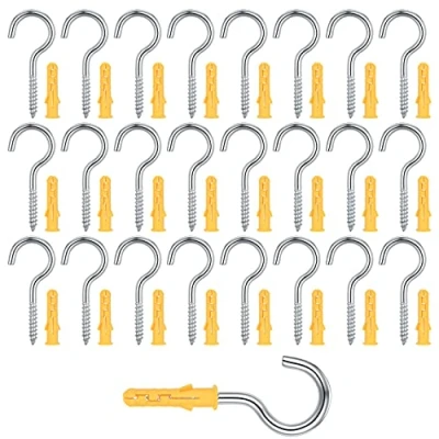 Image of Cents matter 25 Pcs Ceiling Cup Hooks, 304 Stainless Steel Screw Eyes Metal Ring Eyelets self Tapping Hanging Screws, Heavy Duty Eye Bolts Screws for Home, Office, Outdoor 3.5mm