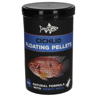 Image of FishScience Cichlid Floating Pellets 500g (1000ml) Natural Formula with Worms &amp; Insect Meal Fish Food