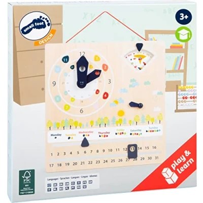 Image of Small Foot 11625 Board Educate Made of FSC Certified Wood, Learn time, Weather, Days, &amp; Much More, Ages 3+ Toys, Multicoloured