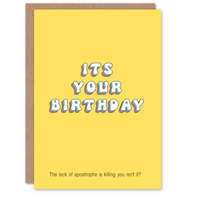 Image of Artery8 Birthday Card Grammar Punctuation Police Fun Funny Happy Joke Humour For Her Gran Sister Niece Daughter Wife Woman Greeting