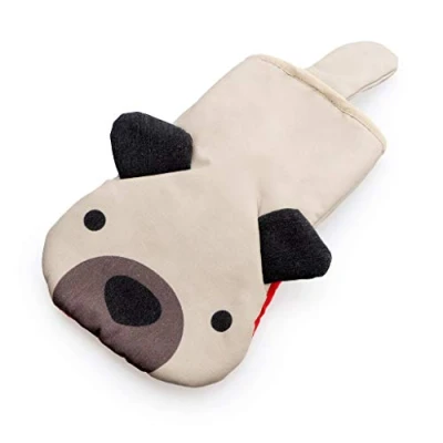 Image of Balvi Oven mitt Woof! Beige colour Dog shapped Heat resistant: 250ºC Polyester/silicone