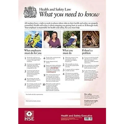 Image of HSE Health And Safety Law Poster A3 FWC30/A3: what you need to know (Statutory Instruments 2024)