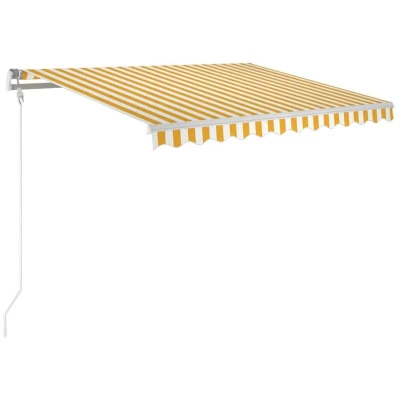 Image of vidaXL Manual Retractable Awning 350x250 cm Yellow and White