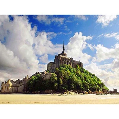 Image of Wee Blue Coo Mont Saint Michel France Normandy Art Print Poster Wall Decor 12X16 Inch