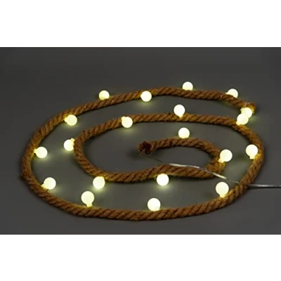 Image of SHATCHI Christmas Hemp Rope Silhouette LED Bulb Lights Xmas Decoration Battery Operated Holiday Garden Home Wall Room Hanging Décor,Brown,Large