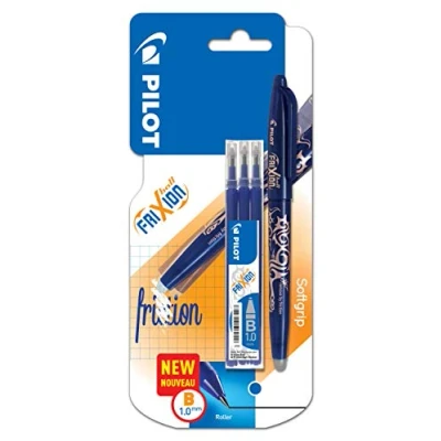 Image of Pilot Frixion Ball Erasable Rollerball 1.0mm Tip Broad + 3 Refills, Blue,3131910536871