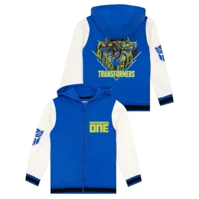 Image of Transformers Boys Hoodie Autobots Cotton Optimus Prime And Megatron Hooded Sweatshirt Blue 3 4 Years