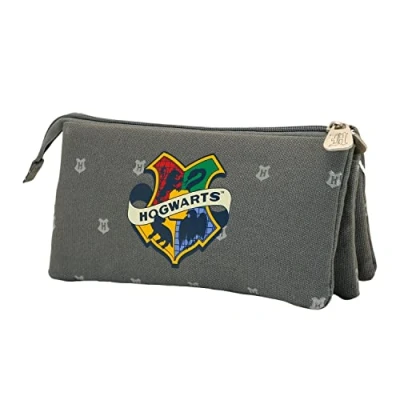 Image of Harry Potter Greyly Triple HS Pencil Case, Grey, 23 x 12 cm