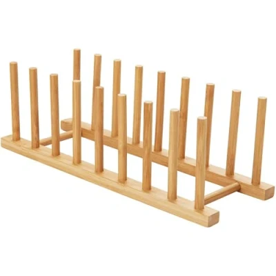 Image of HBlife Bamboo Dish Plate Bowl Cup Book Pot Lid Cutting Board Drying Rack Stand Drainer Storage Holder Organizer Kitchen Cabinet（Keep Dry）