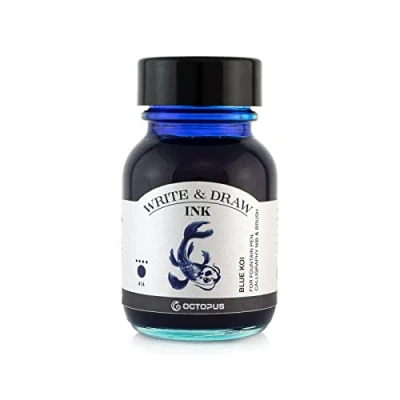 Image of Octopus Write and Draw Ink 414 Blue Koi Waterproof for Writing Drawing Calligraphy Non fading Fountain Pen 50ml