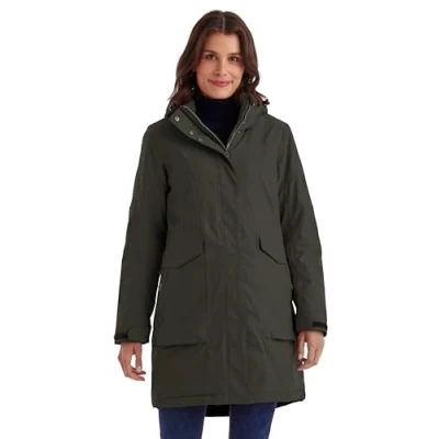 Image of Killtec Women&#039;s Damen Funktionsparka Waterproof Parka/Coat with Removable Hood, Dark Olive, 44