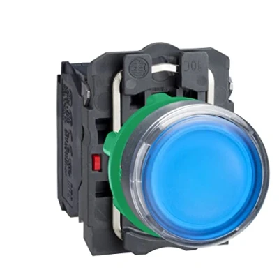 Image of Schneider Electric Harmony XB5 Illuminated Push Button Switch, Plastic, Spring Return, 1NO + 1NC, 24V AC/DC, 22mm Mount, Flush Operator Profile, XB5AW36B5, Blue