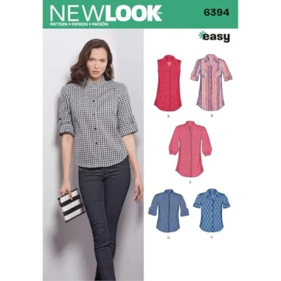 Image of New Look Sewing Pattern UN6394A Autumn Collection Misses&#039; Button Front Tops Patterns, A (8 10 12 14 16 18)