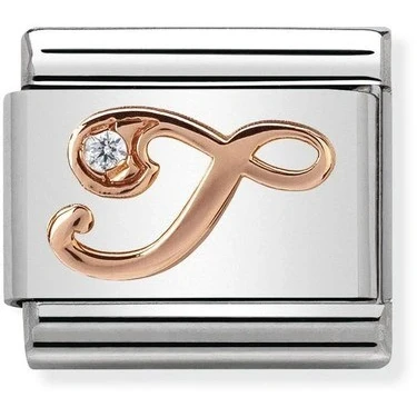 Image of Nomination Classic Rose Gold CZ T Letter Charms
