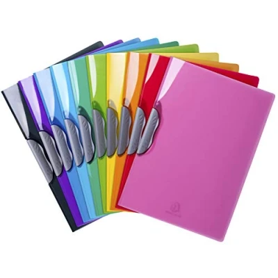 Image of Exacompta Ref 45670E Iderama Collection Semi Rigid PP Presentation Clip Folder Suitable for A4 Documents, 0.5mm Polypropylene Assorted Colours (Pack of 20)