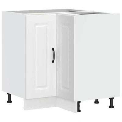 Image of vidaXL Kitchen Corner Base Cabinet Engineered Wood Storage Solution for White, Adjustable Feet, 75.5x75.5x81.5 cm