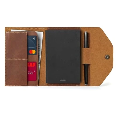 Image of LONDO Genuine Leather Portfolio with Notepad and Snap Closure (Camel, Small), OTTO410
