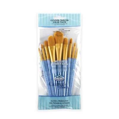 Image of Royal and Langnickel Crafter&#039;s Choice Filbert Wash Taklon Variety Brush Set Gold (Pack of 9)