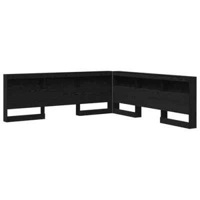 Image of vidaXL Storage Headboard with Shelf Black oak 200 cm Engineered wood