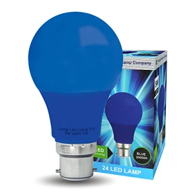 Image of Bright 5w LED Coloured GLS Light Bulb Blue B22 Bayonet Cap Fitting