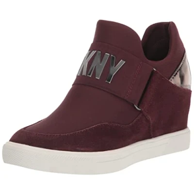 Image of DKNY Women&#039;s Everyday Comfortable Cosmos Wedge Sneaker Heeled Sandal, Bordeaux, 7.5 UK