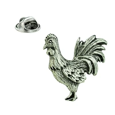 Image of Cockerel Rooster Chicken Lapel Pin Badge in British Pewter XDHLP1086