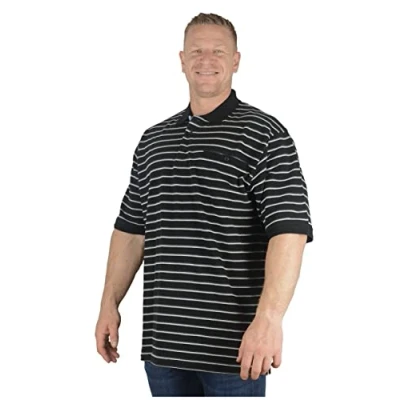 Image of Big Mens Black Heeley Striped Polo Shirt Cotton Oversized for Sizes 2XL 3XL 4XL 5XL 6XL 7XL 8XL, Size :
