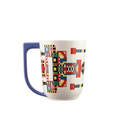 Image of Alessi Elena Salmistraro Holyhedrics ESA09 2 Design Mug with Balanced Dimensions, in Porcelain Decorated Hand Applied Decal and Drawn Handle, Capacity 40cl