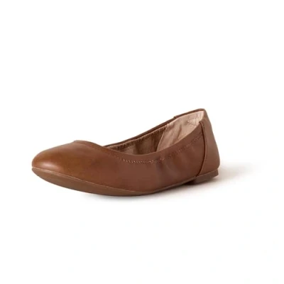 Image of Amazon Essentials Women&#039;s Belice Ballet Flat, Chestnut Brown Faux Leather, 13 UK Wide