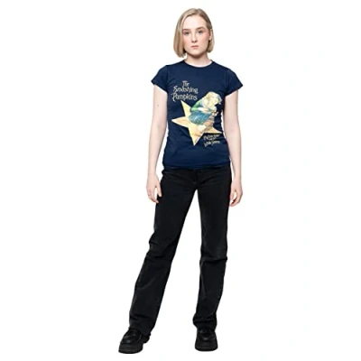 Image of Rock Off The Smashing Pumpkins &#039;Mellon Collie&#039; (Navy) Womens Fitted T Shirt (Large)
