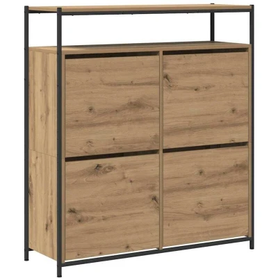 Image of vidaXL Shoe Cabinet with 4 Flip Drawers Artisan Oak 100x34x112 cm