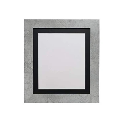 Image of FRAMES BY POST Metro Picture Photo Frame Mineral Grey with Black Mount 16 x 12 Image Size 10 Inch Plastic Glass