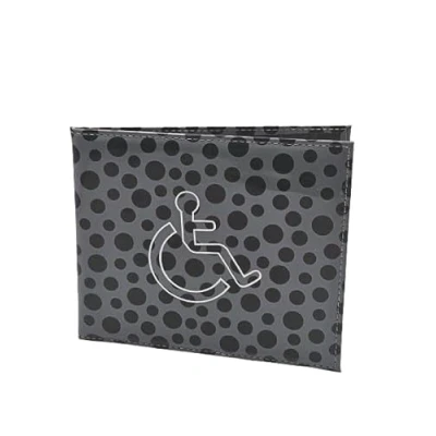 Image of AlezyB 1x Dotted Grey Disabled Badge Holder, PU Leather Wallet Protector Parking Permit Cover Holder