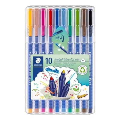 Image of STAEDTLER 323 Triplus Colour Fibre Tip Pens, 1.0 mm, Assorted Colours, Pack of 10
