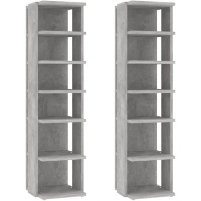 Image of vidaXL Shoe Cabinets 2 pcs Concrete Grey 27.5x27x102 cm