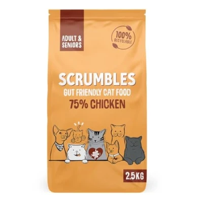 Image of Scrumbles All Natural Dry Cat Food with 75% Chicken, High Protein For Adults And Seniors, 2.5Kg,package may vary