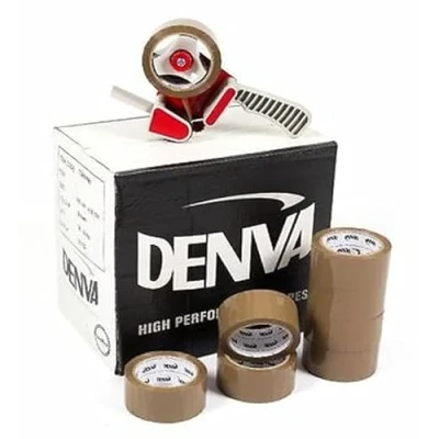Image of Packaging Tape 36 Roll (Full Box) 48mmx66m, Buff Denva Tapes. Parcels, pallets, Excellent Adhessive Qualities.