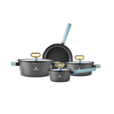 Image of Karaca Fancy 7 Piece Induction Ceramic Non Stick Cookware Set, Dishwasher Safe, Iduction Base, Black