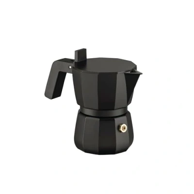 Image of Alessi Moka DC06/1 B Design Espresso Maker Cast Aluminium Handle and Knob PA Black 1 Cup