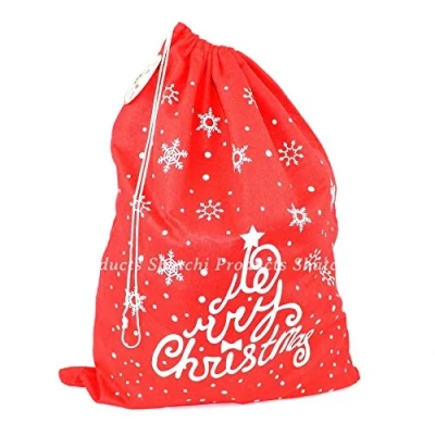 Image of SHATCHI Large 50 x 60cm Felt Santa Sack Snowman/Snowflake Stocking Xmas Gifts Presents Printed Bag Merry Christmas Novelty Accessory for Kids Adults, 10Pcs