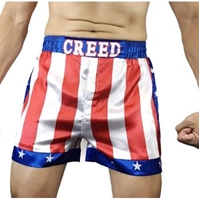 Image of OEM Creed Rocky Men&#039;s Apollo Johnson Movie Boxing American Flag Shorts Trunks Boxers (XL)
